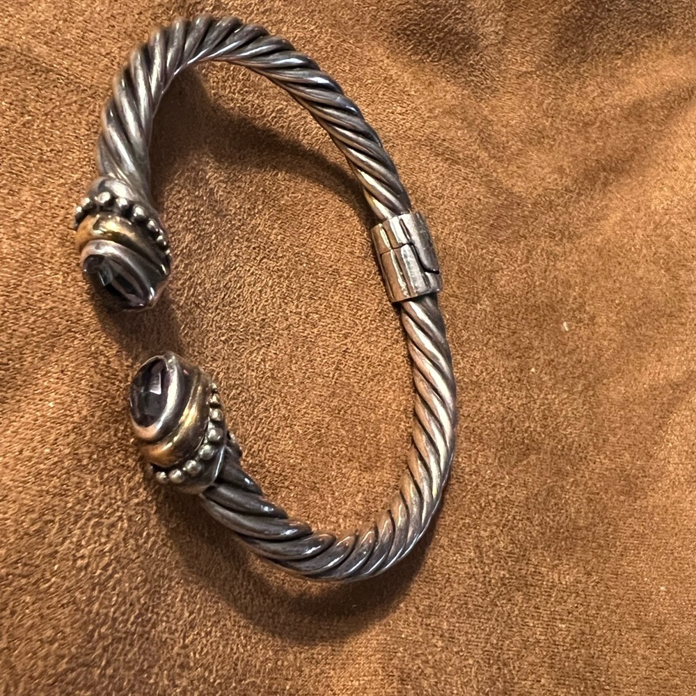 Twisted Cable Open Cuff Bracelet in Silver and Gold Tones